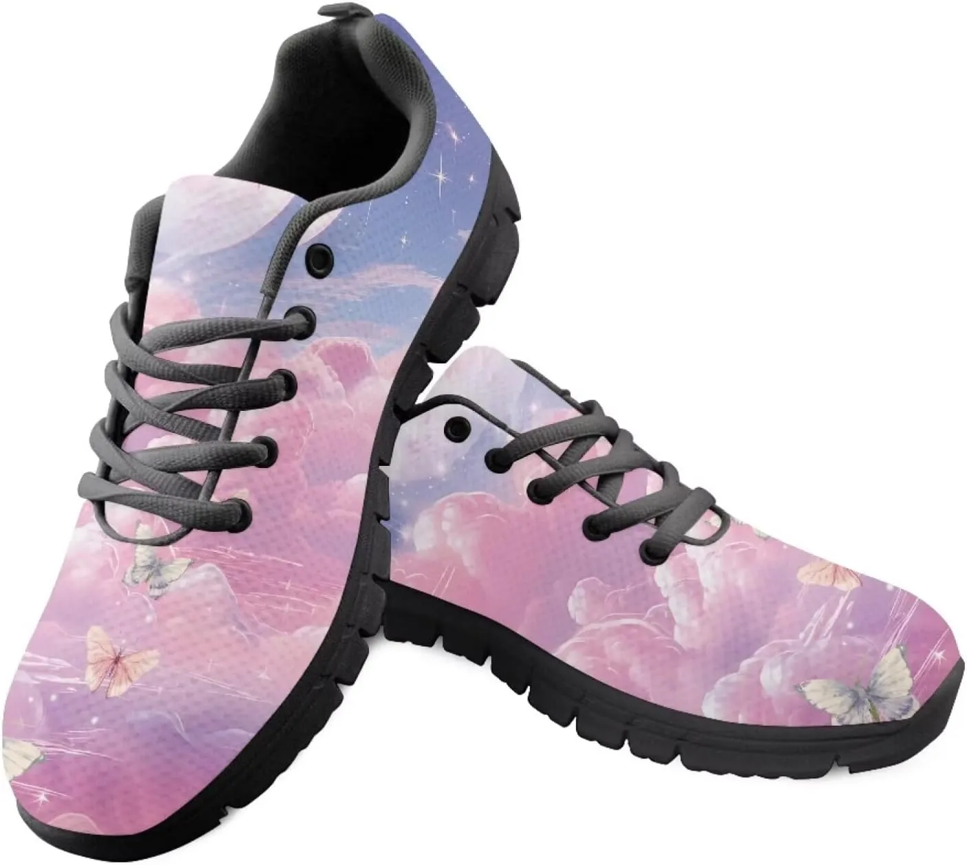 SYtrade Women's Walking Shoes Sports Sneakers Breathable Mesh Upper - Breathing Shoes Black Sole