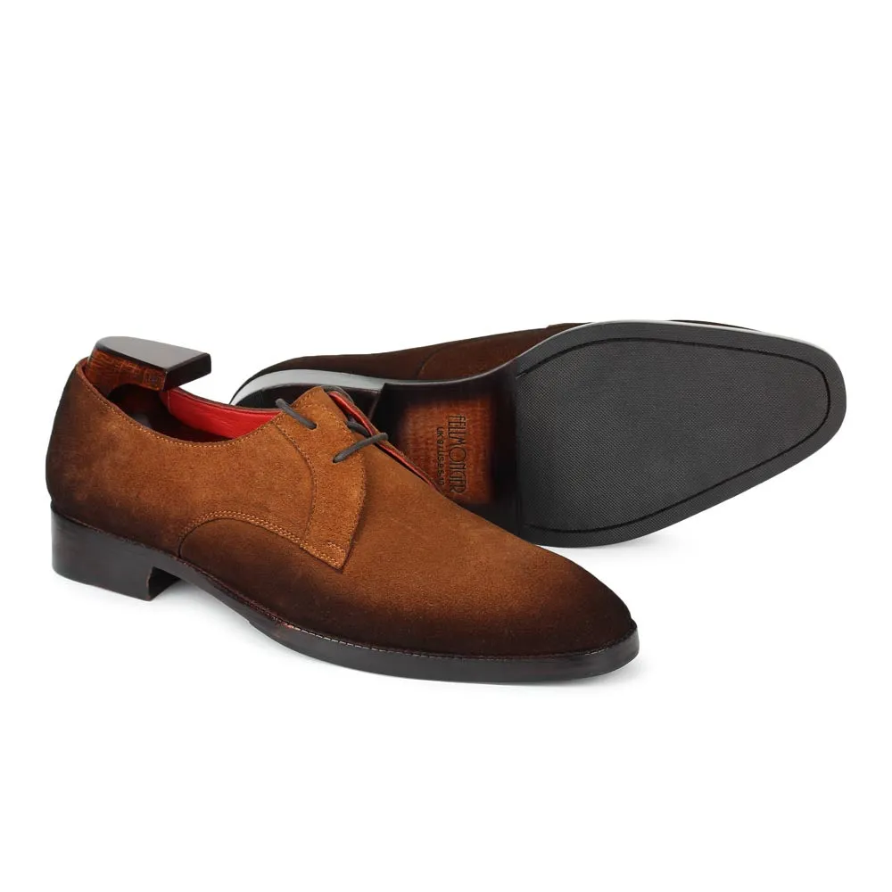 Tan Burnished Suede Two Eyelet Derby