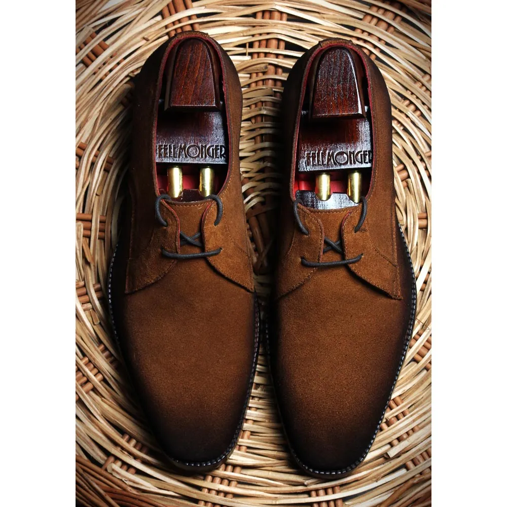 Tan Burnished Suede Two Eyelet Derby