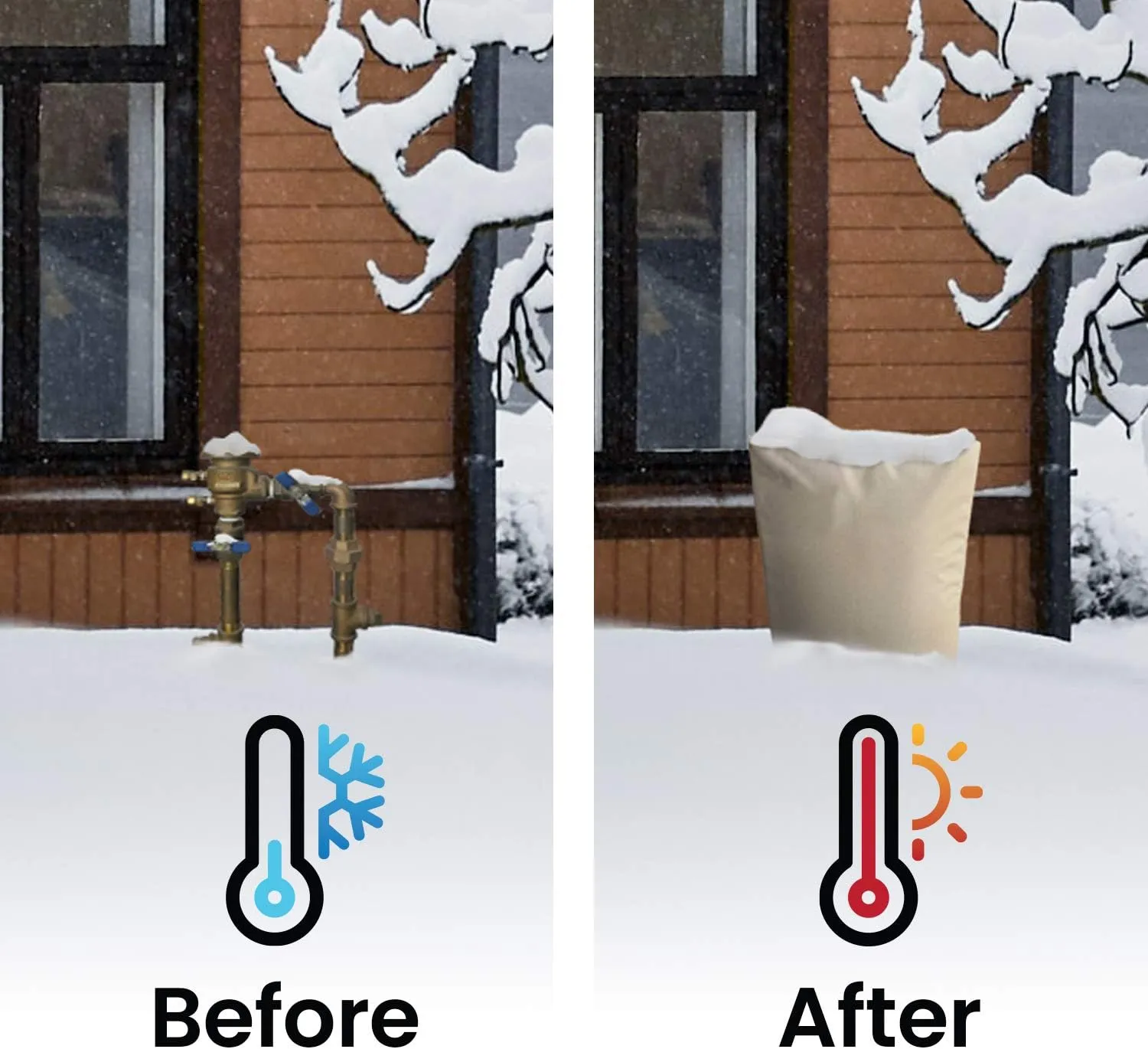 The Original Winter Pipe Insulation Cover (0˚F) - Extra-Thick EVA NBR (UV-Coated) Insulated Backflow Preventer Freeze Protection, Pump Cover, Sprinkler/Well/Valve Head Cover - (24" W X 18" H)