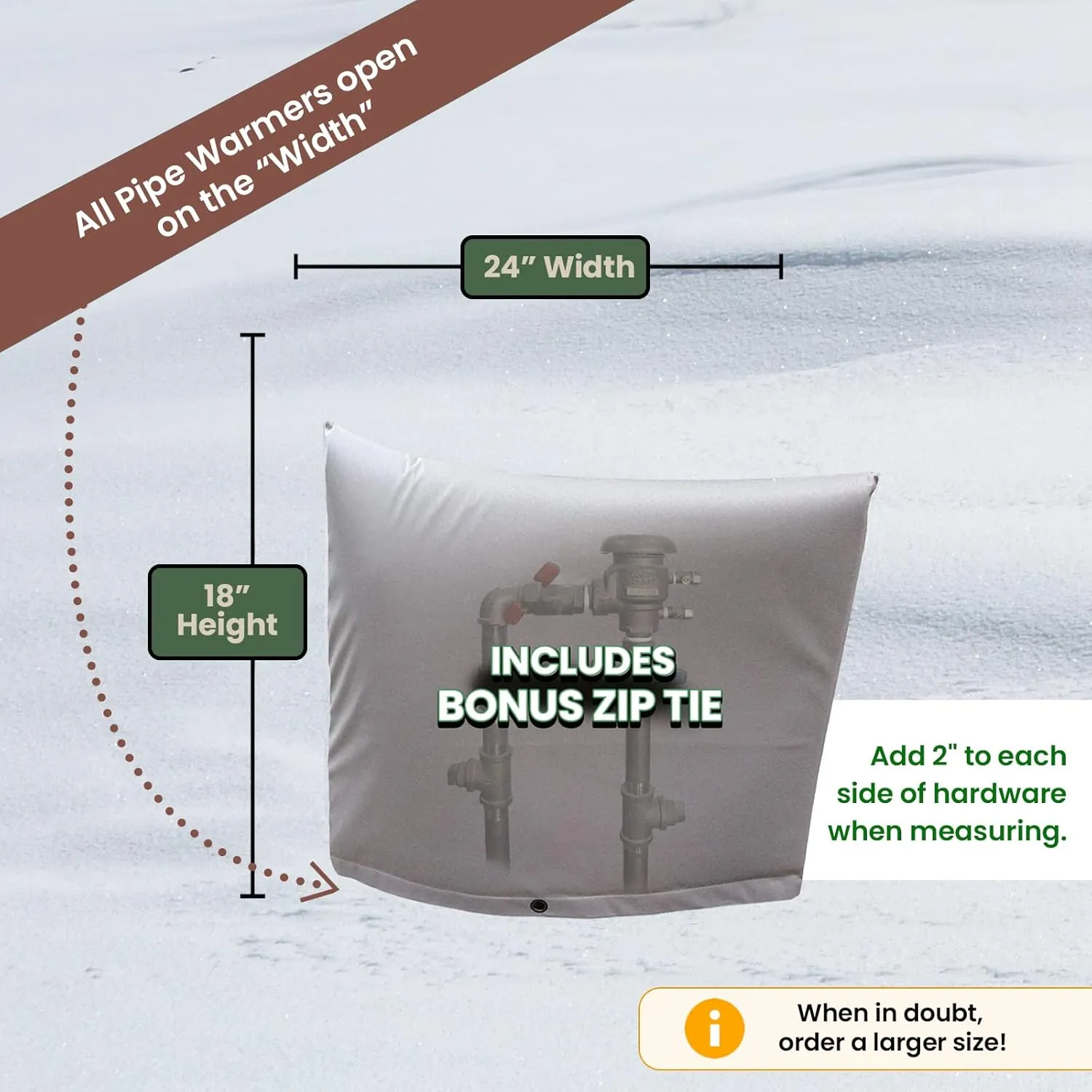 The Original Winter Pipe Insulation Cover (0˚F) - Extra-Thick EVA NBR (UV-Coated) Insulated Backflow Preventer Freeze Protection, Pump Cover, Sprinkler/Well/Valve Head Cover - (24" W X 18" H)