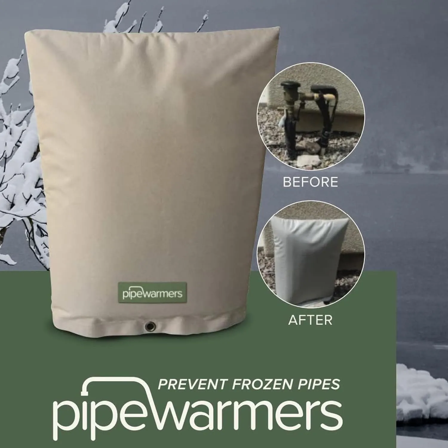 The Original Winter Pipe Insulation Cover (0˚F) - Extra-Thick EVA NBR (UV-Coated) Insulated Backflow Preventer Freeze Protection, Pump Cover, Sprinkler/Well/Valve Head Cover - (24" W X 18" H)