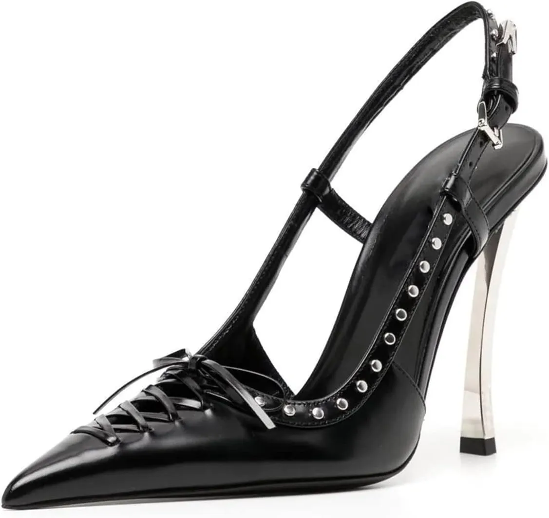 THESHY Women's Pointed Toe Stiletto Heels Backless Slingback Strap High Heel Pumps Fashion Sexy Dress Pumps for Women