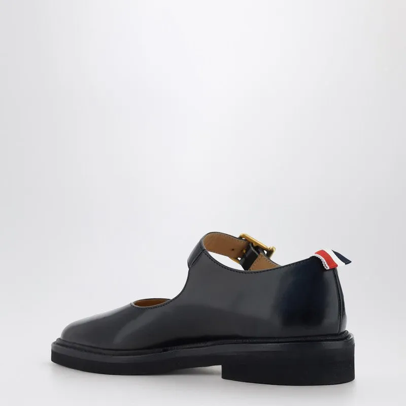Thom Browne Mary Jane Ballet Shoes in Shiny Black Leather