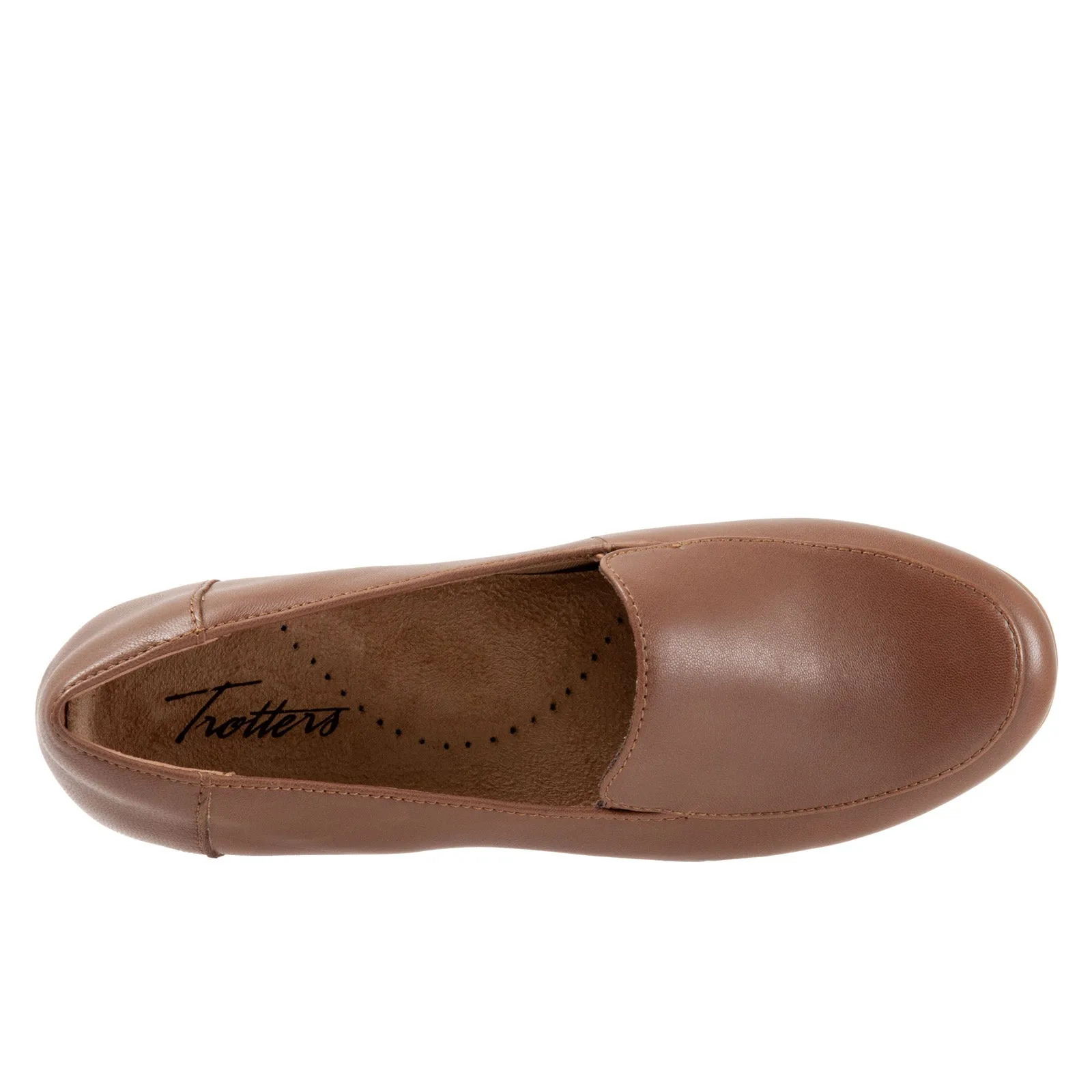 Trotters Deanna T2055-210 Womens Brown Narrow Leather Loafer Flats Shoes