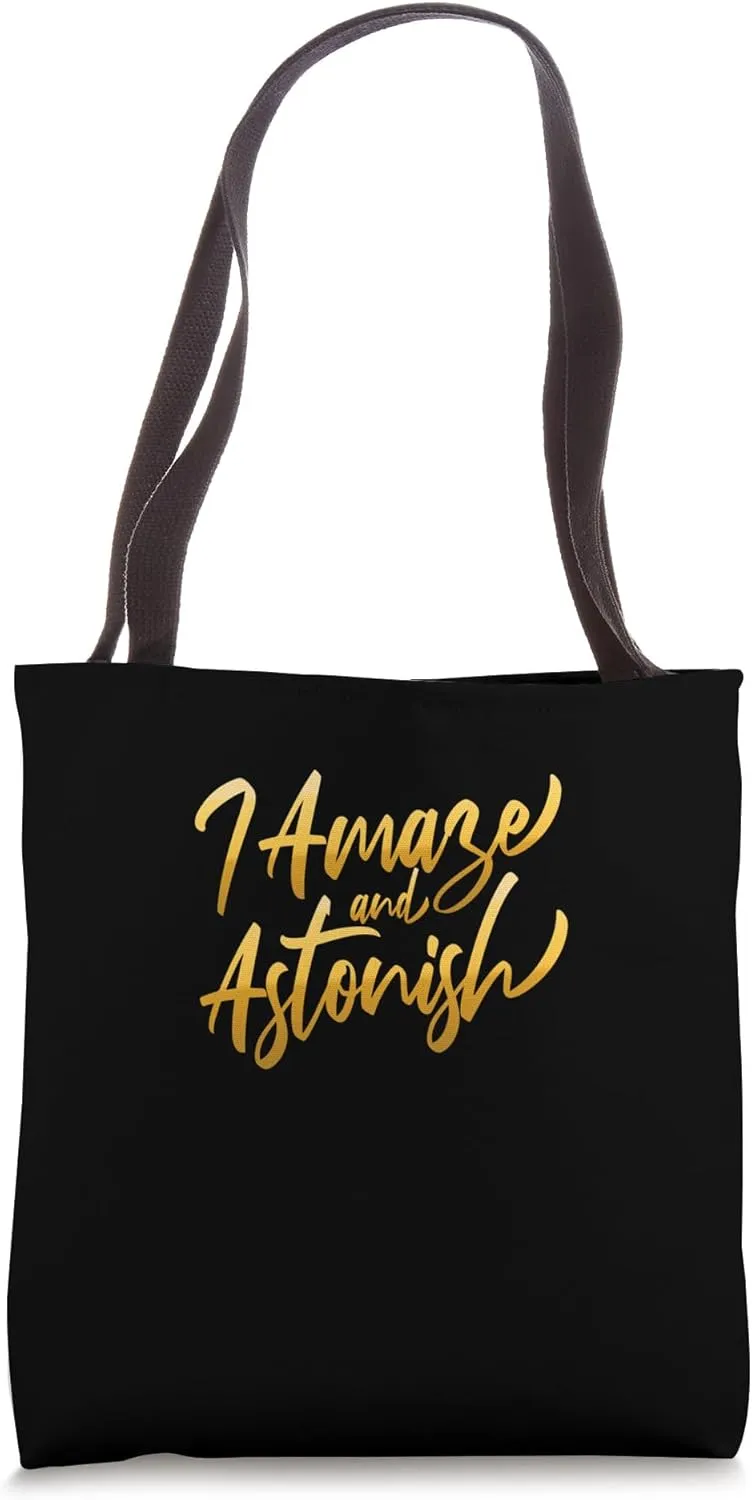University Varsity-Gold I Amaze & Astonish Varsity-Yellow Tote Bag