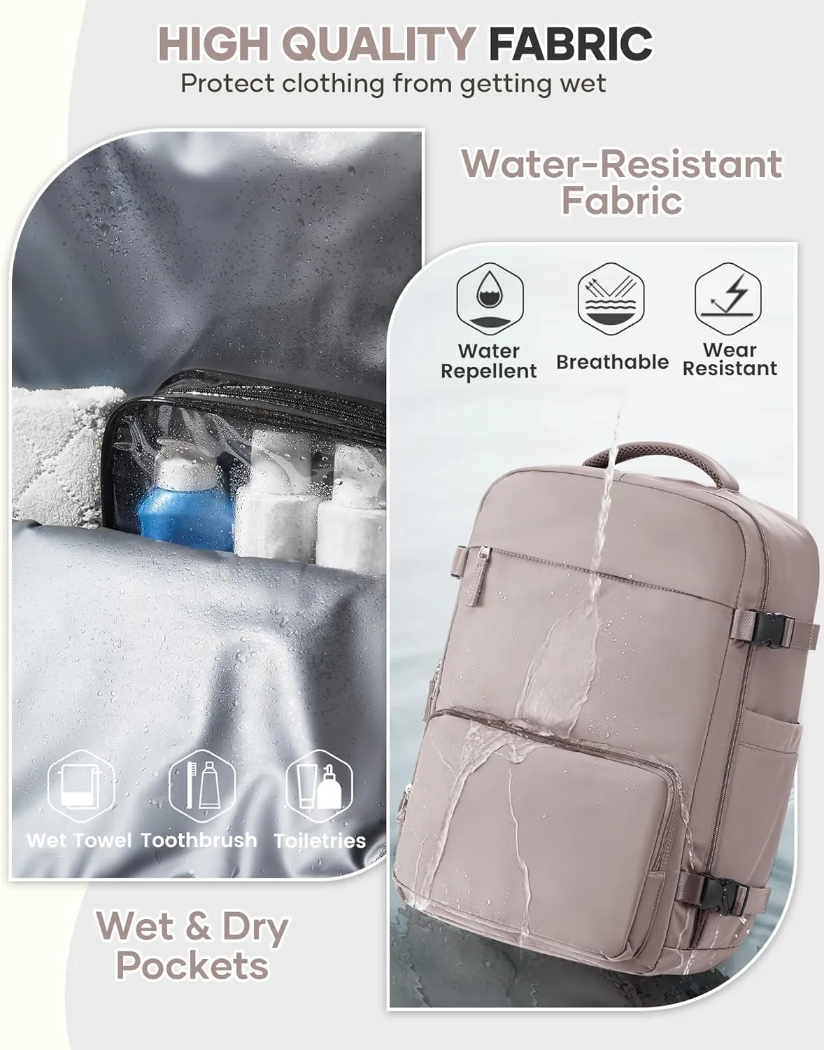 Vacuum Backpack Travel With Pump,Airback Personal Item Travel Bag,Waterproof Seal Compression bags, Carry on Flight Approved Backpack Milk Curry (With Air Pump)