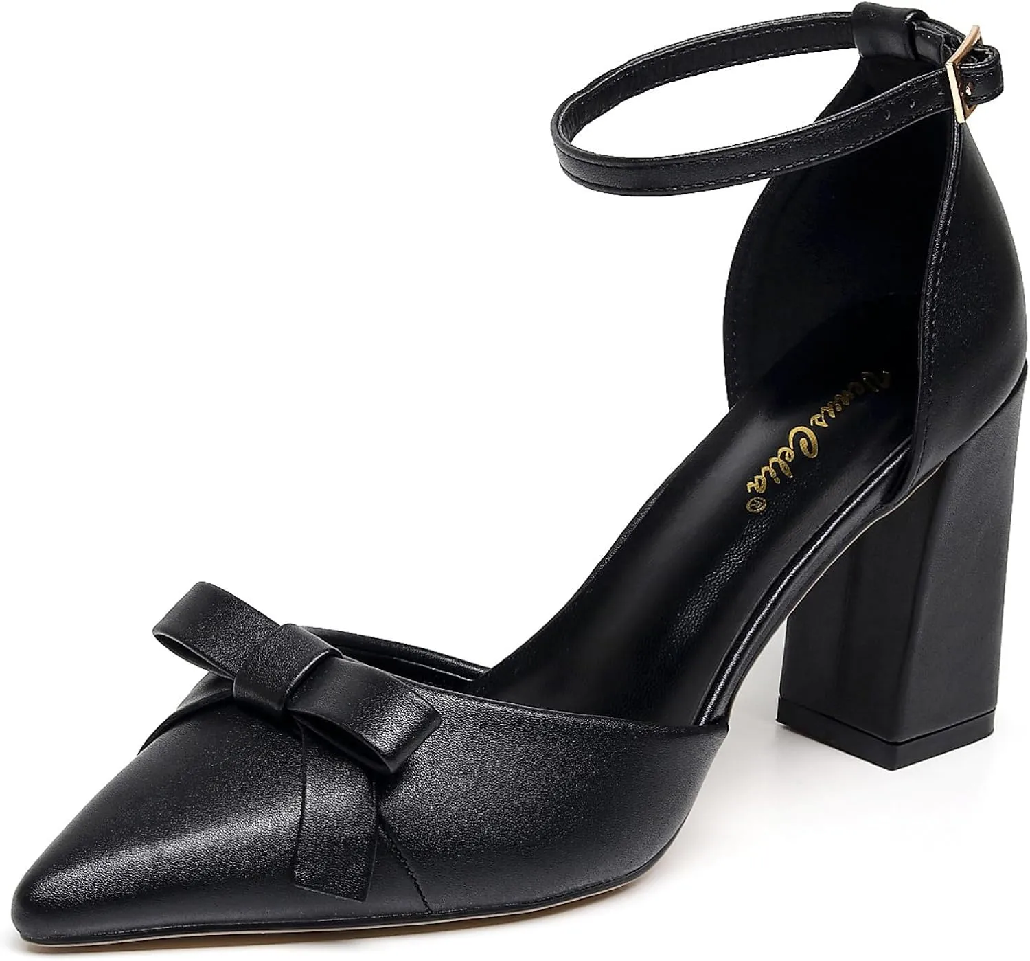 VenusCelia Women's Brightest Strap Pump Block Heel Shoe