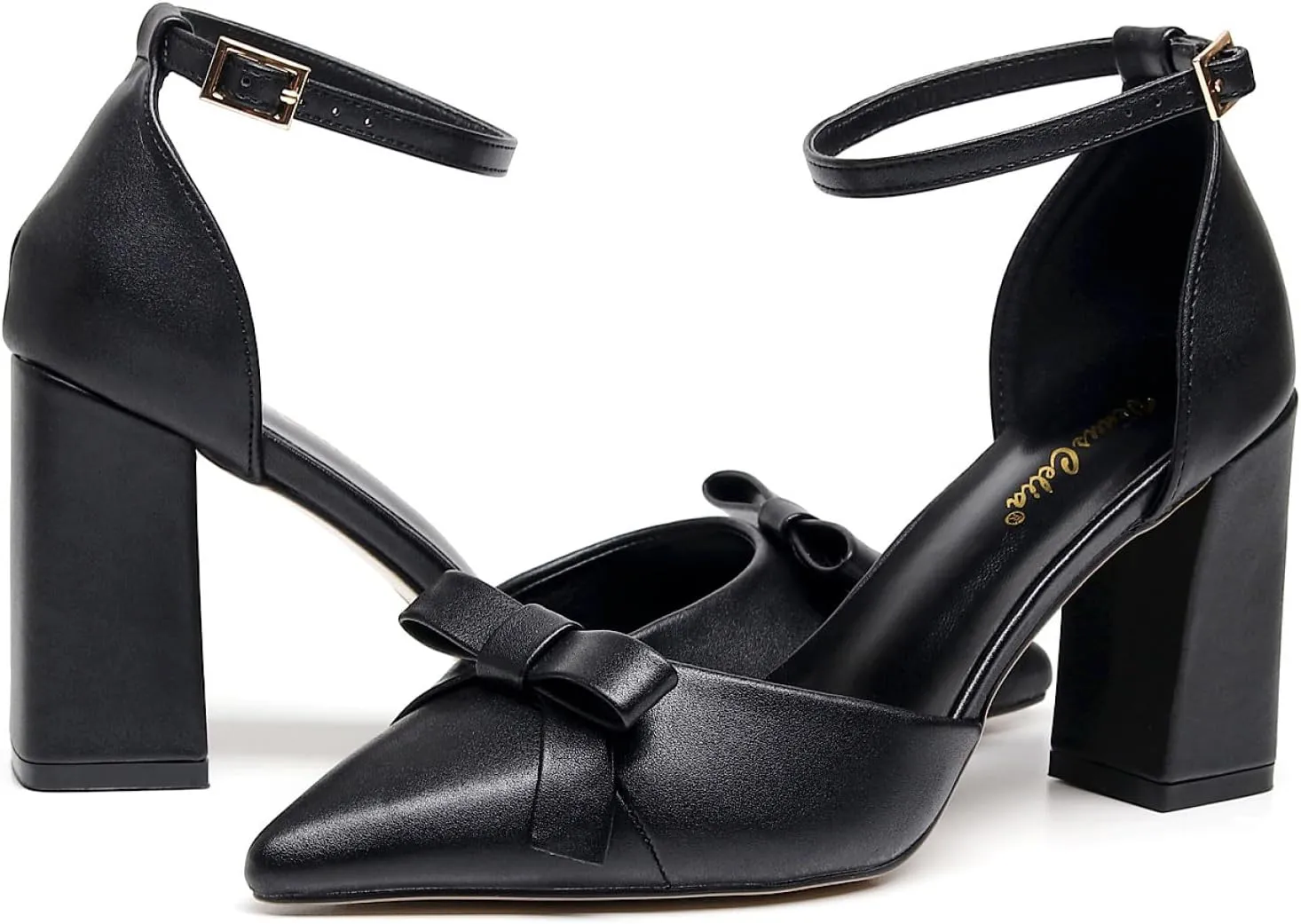 VenusCelia Women's Brightest Strap Pump Block Heel Shoe