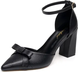 VenusCelia Women's Brightest Strap Pump Block Heel Shoe