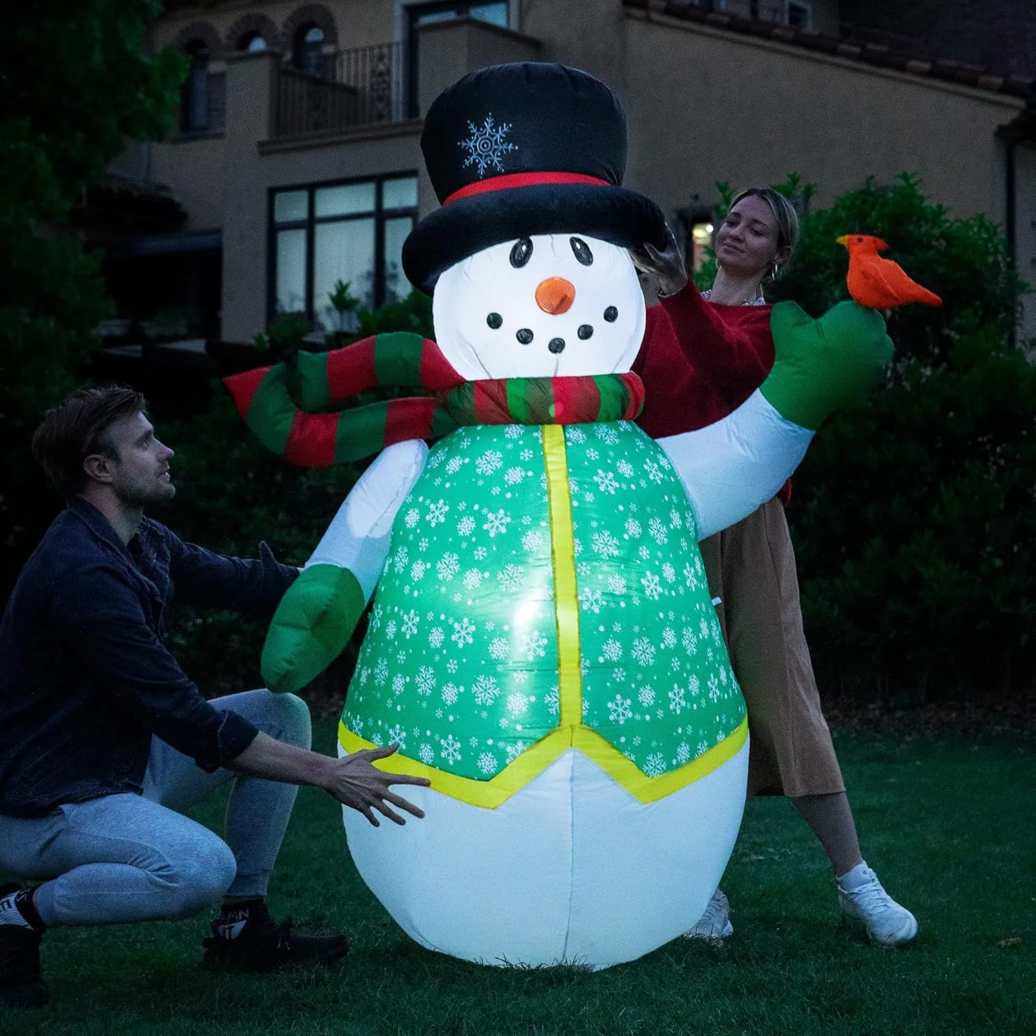 VIVOHOME 6FT Christmas Inflatable Outdoor Decoration, Snowman in Vest, Navidad Blow Up Yard Decor with Built-in LED Light for Lawn, Garden, Party