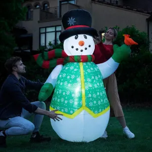 VIVOHOME 6FT Christmas Inflatable Outdoor Decoration, Snowman in Vest, Navidad Blow Up Yard Decor with Built-in LED Light for Lawn, Garden, Party