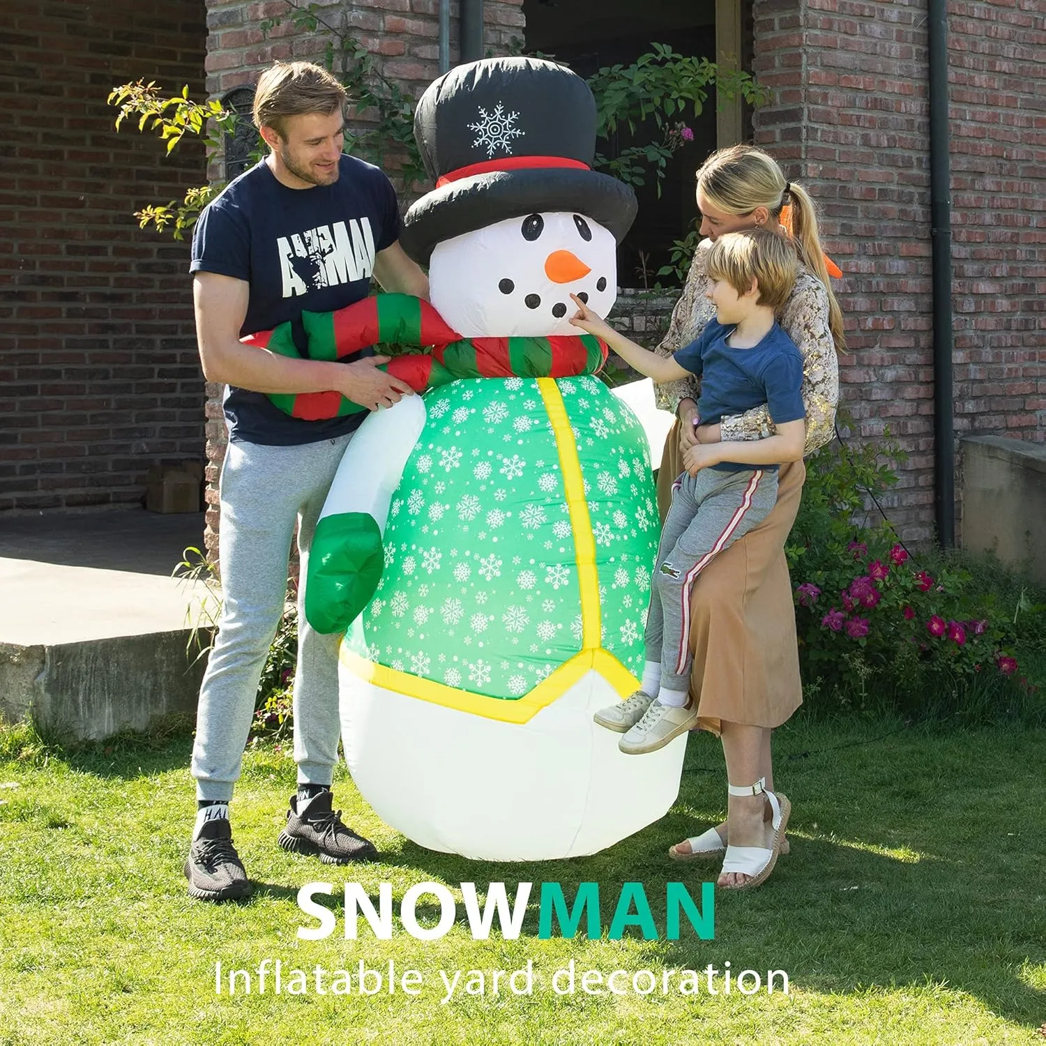 VIVOHOME 6FT Christmas Inflatable Outdoor Decoration, Snowman in Vest, Navidad Blow Up Yard Decor with Built-in LED Light for Lawn, Garden, Party