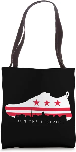 Washington DC Runner Run The District Skyline Sneaker Flag Tote Bag