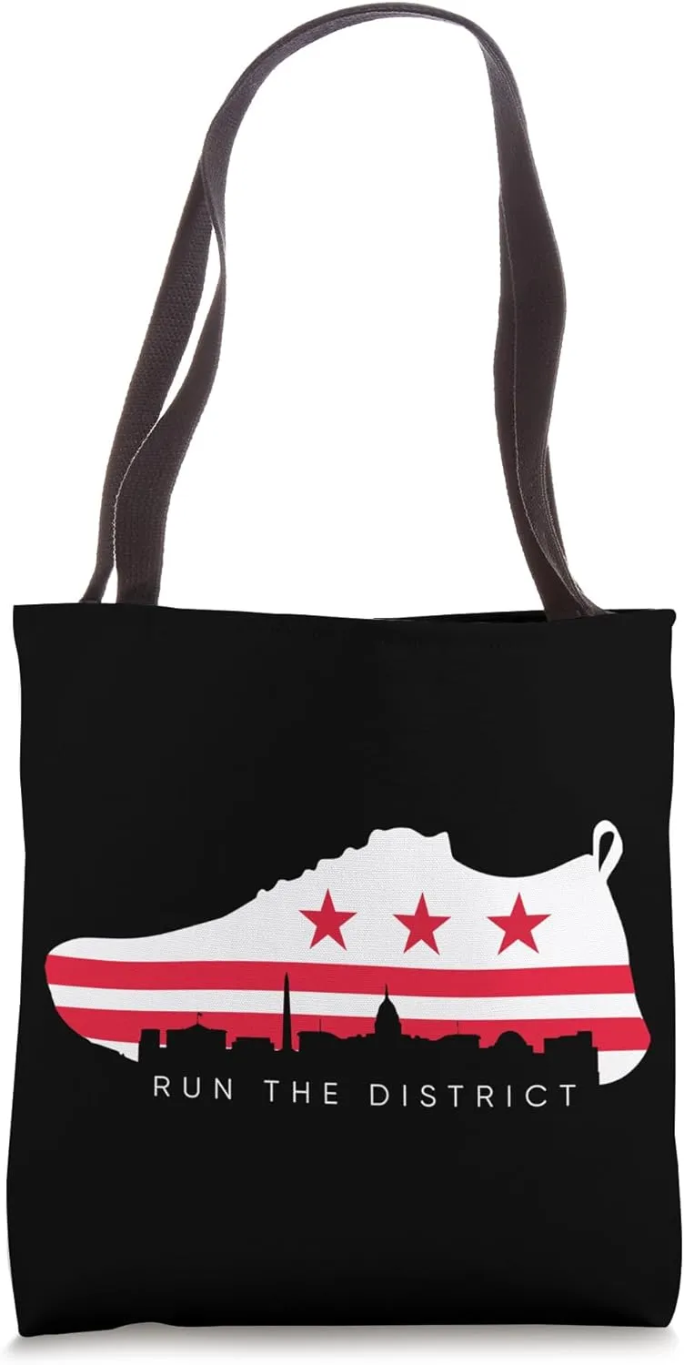Washington DC Runner Run The District Skyline Sneaker Flag Tote Bag
