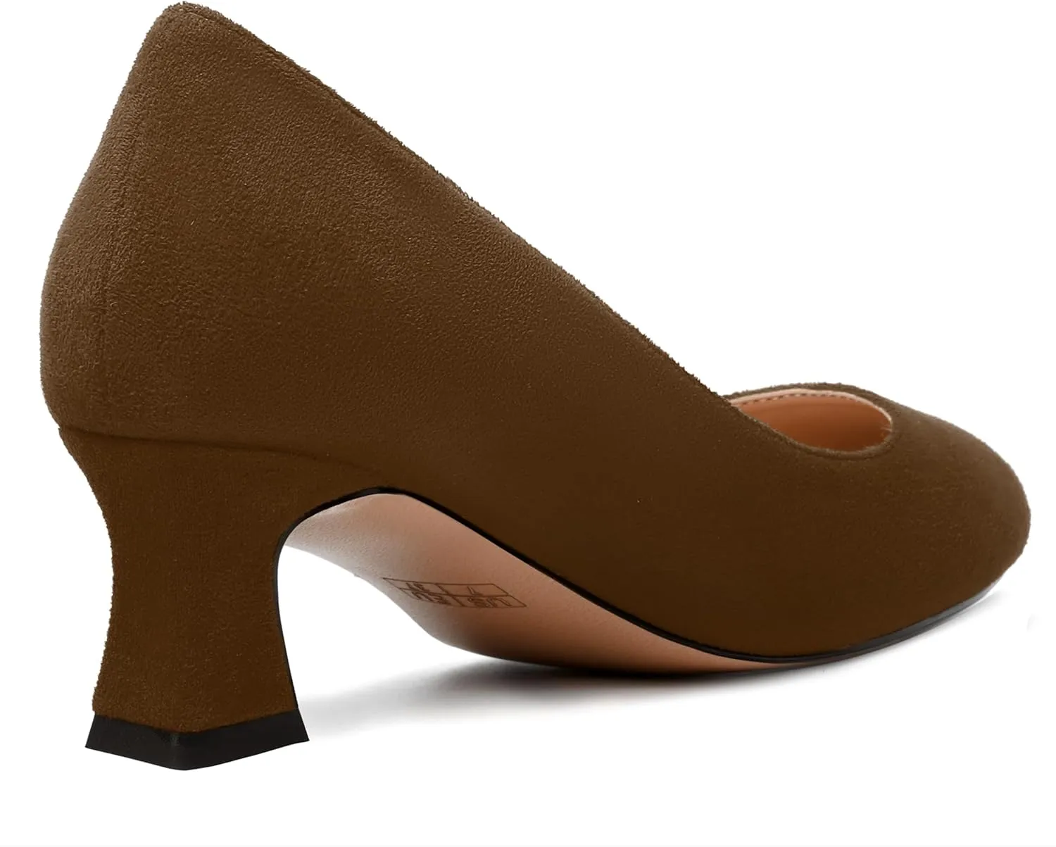 WAYDERNS Womens Dress Suede Dating Round Toe Slip On Solid Kitten Low Heel Pumps Shoes 2 Inch