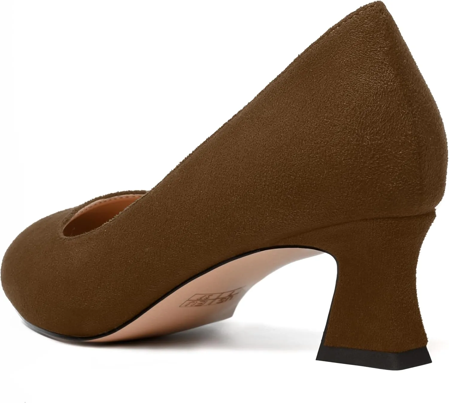 WAYDERNS Womens Dress Suede Dating Round Toe Slip On Solid Kitten Low Heel Pumps Shoes 2 Inch