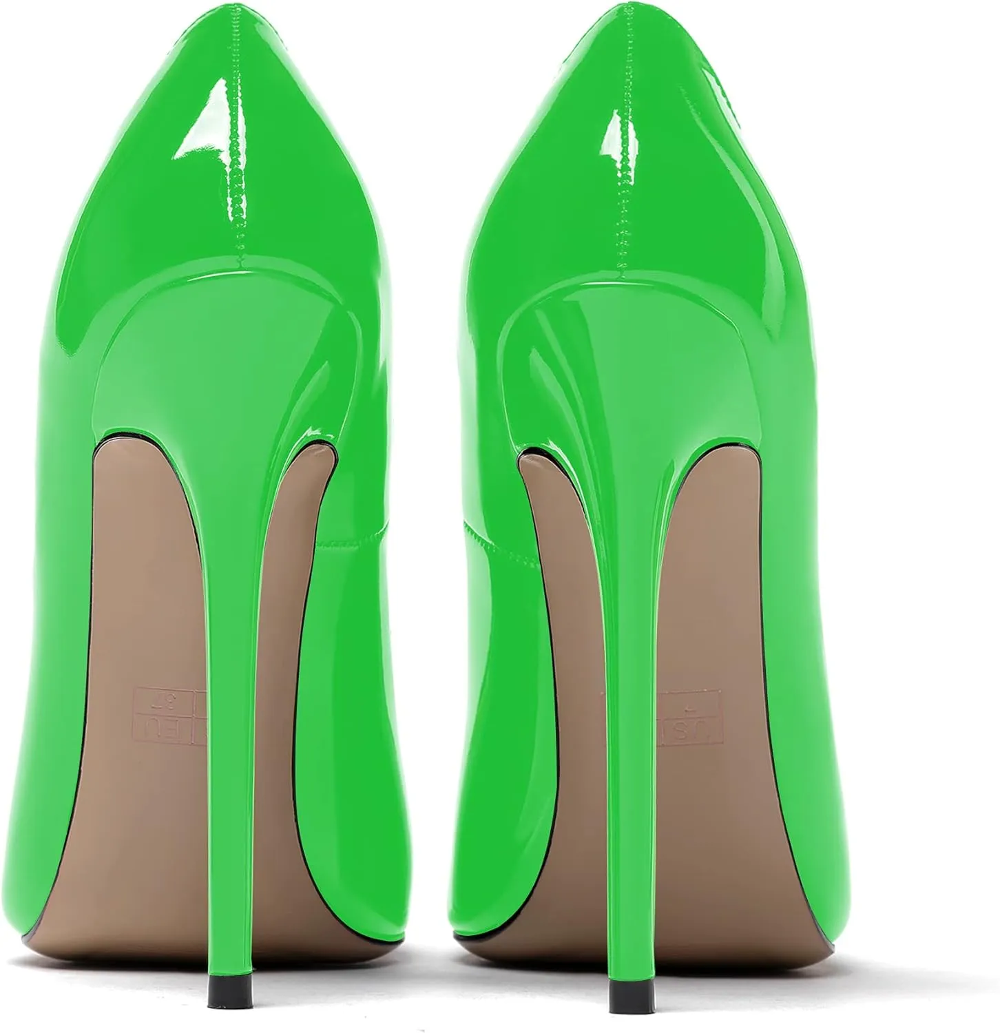 WAYDERNS Women's Patent Slim Pointed Toe Slip On Solid Stiletto High Heel Pumps Shoes 4.7 Inch