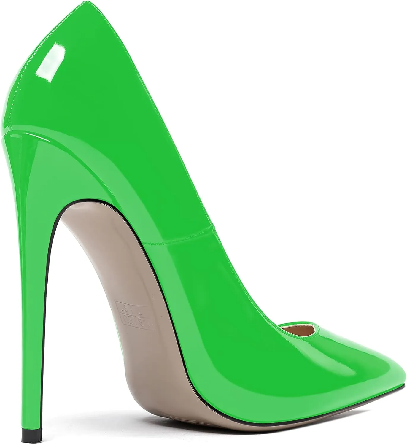 WAYDERNS Women's Patent Slim Pointed Toe Slip On Solid Stiletto High Heel Pumps Shoes 4.7 Inch