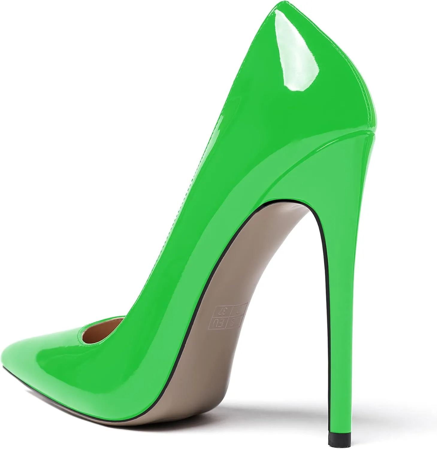 WAYDERNS Women's Patent Slim Pointed Toe Slip On Solid Stiletto High Heel Pumps Shoes 4.7 Inch