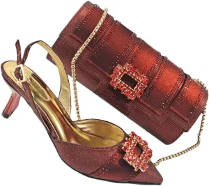 Women Shoes and Bag Set African Ladies High Heels Pumps Matching with Handbag Nigerian Sandals