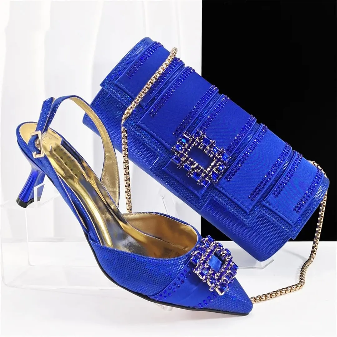 Women Shoes and Bag Set African Ladies High Heels Pumps Matching with Handbag Nigerian Sandals