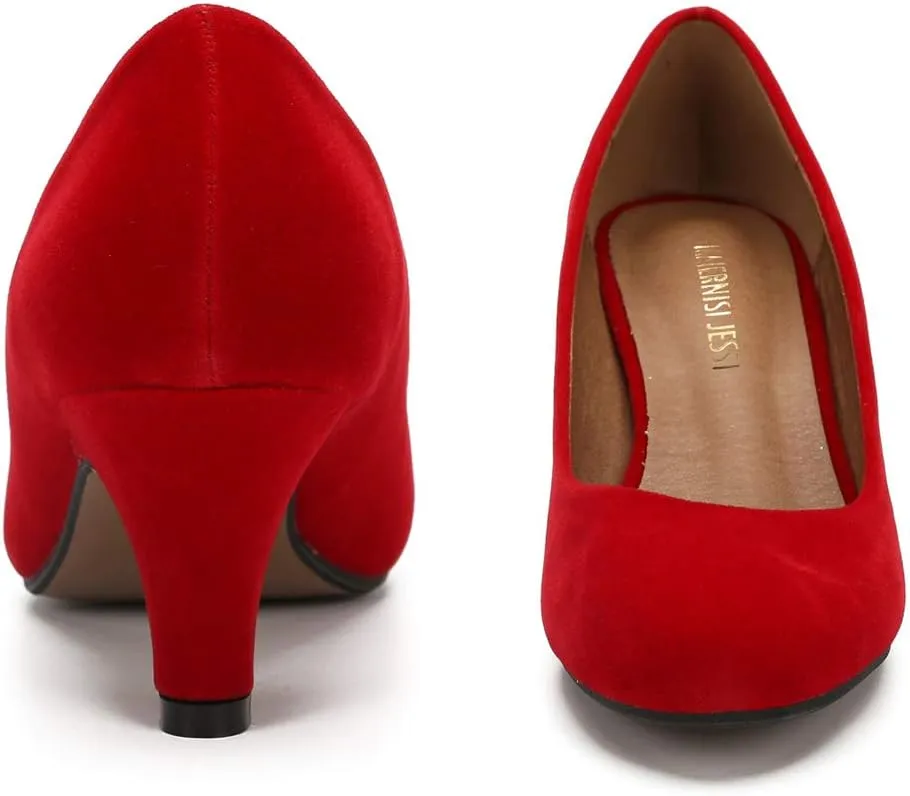 Women's Classic Round Toe Pump Kitten Low Heel Shoes