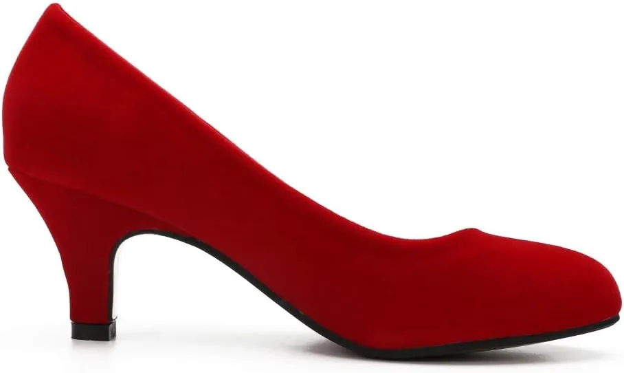 Women's Classic Round Toe Pump Kitten Low Heel Shoes
