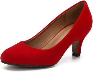 Women's Classic Round Toe Pump Kitten Low Heel Shoes