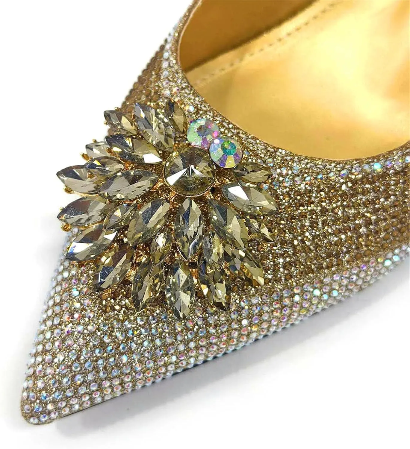 Womens Gold Square Heel Wedding Shoes Set Rhinestone Bridal Pumps and Dual Purpose Evening Bag Party Accessories