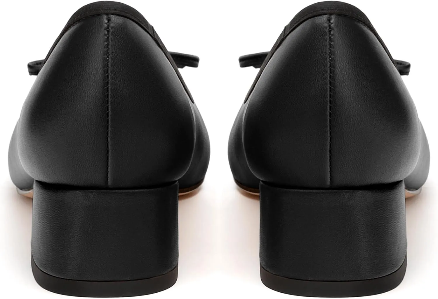 Womens Pumps, Square Toe Low Block Heel Pumps for Women, Leather Insole Comfort Daily Pump Shoes with Bow Tie 1.3"