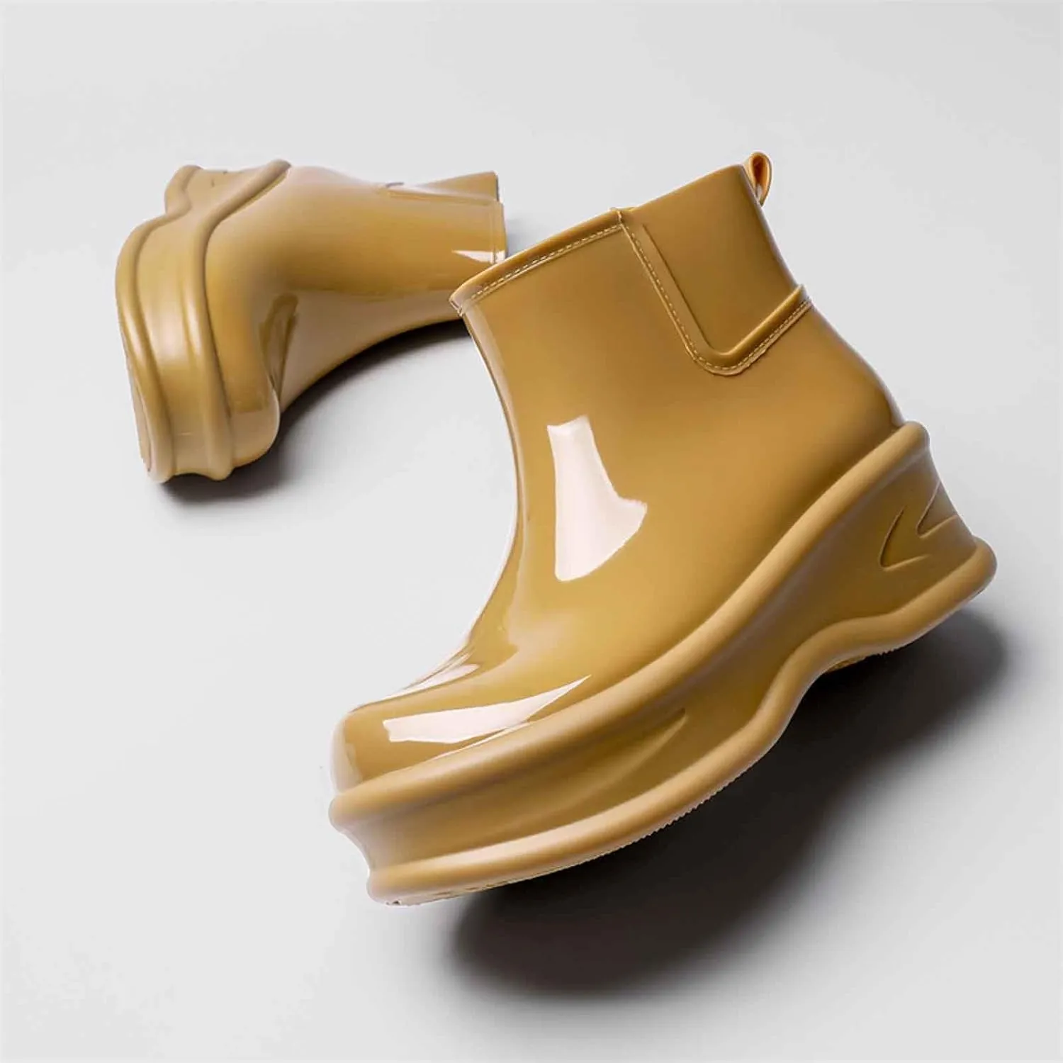 Women's Short Rain Boots Rubber Waterproof Garden Boots Elastic Slip On Insulated Rain Shoe for Outdoor Work Sole
