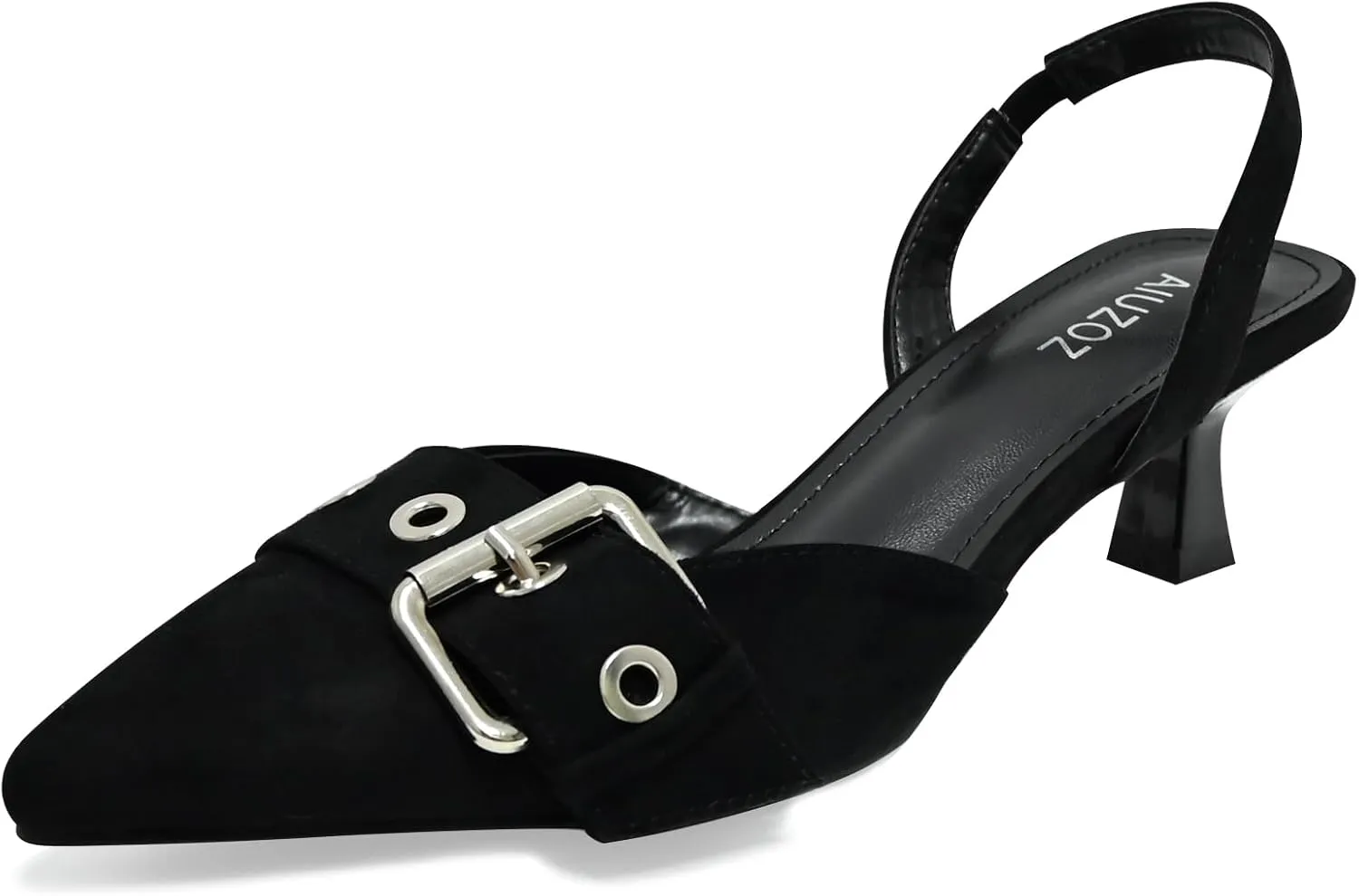 Women's Slingback Kitten Heels 2.3IN Pointed Toe Low Heel Pumps Buckle Closed Toe Formal Party Wedding Dress Pump Shoes