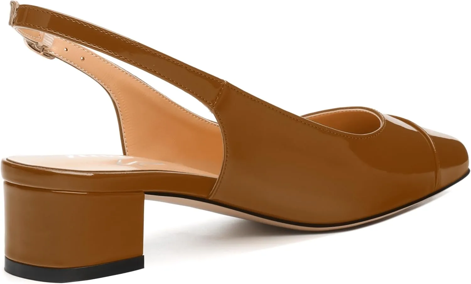 Women's Slingback Pumps, Low Chunky Heels Square Toe Pumps for Women, Block Heels Dress Shoes Closed Toe Comfortable Wedding Work Pump Sandals
