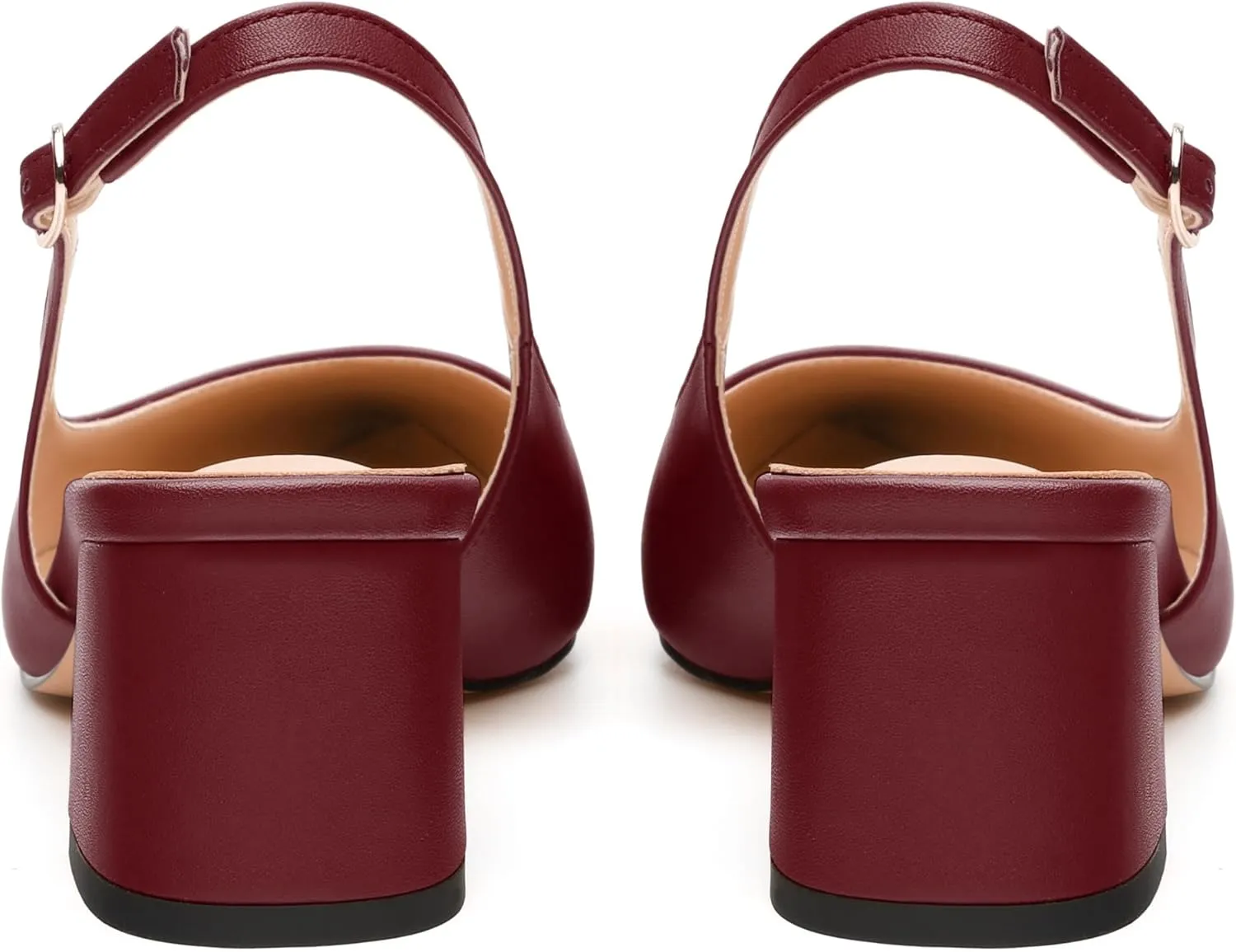 Womens Slingback Pumps, Pointed Toe Mid Chunky Heel Pump Shoes for Women, Leather Insole Comfort Daily Pumps 2"