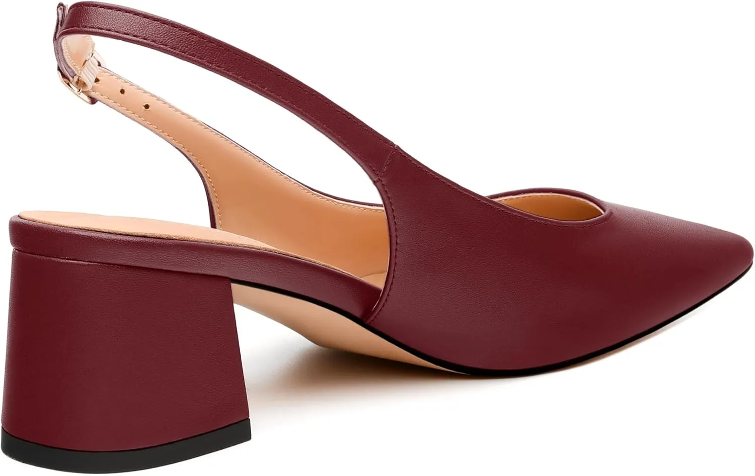Womens Slingback Pumps, Pointed Toe Mid Chunky Heel Pump Shoes for Women, Leather Insole Comfort Daily Pumps 2"
