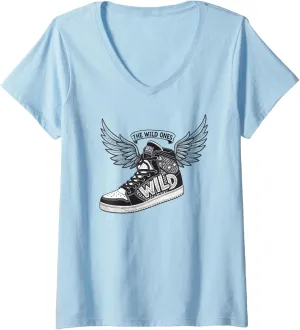 Womens The Wild Ones Winged Sneaker Urban Streetwear Gift V-Neck T-Shirt
