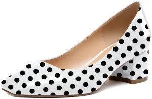 YODEKS Women's Low Block Chunky Heel Pumps Square Toe Slip on Closed Toe Dress Pump Shoes 2 Inch for Work Office Casual Daily Life Party Ladies Dress