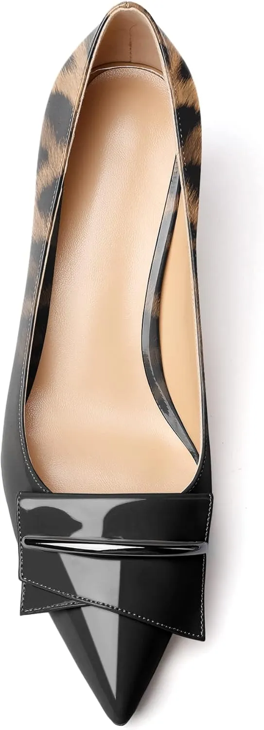 Zamikoo Women's Classic Pointed Toe Pumps 2.5" Kitten Low Heel Slip On Fashion Buckle Dress Shoes for Wedding Party Event US Size 5- Size 13