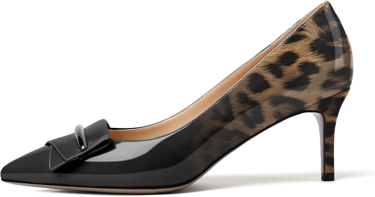 Zamikoo Women's Classic Pointed Toe Pumps 2.5" Kitten Low Heel Slip On Fashion Buckle Dress Shoes for Wedding Party Event US Size 5- Size 13